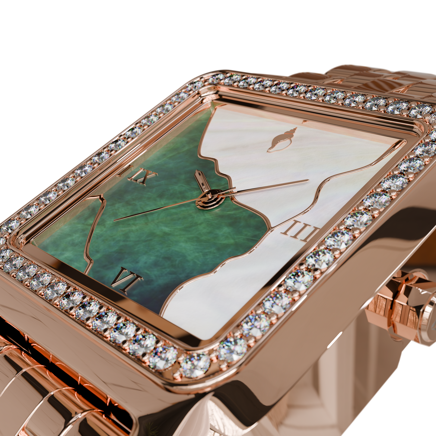 ARK - ROSE GOLD -WHITE PEARL& GREEN PEARL